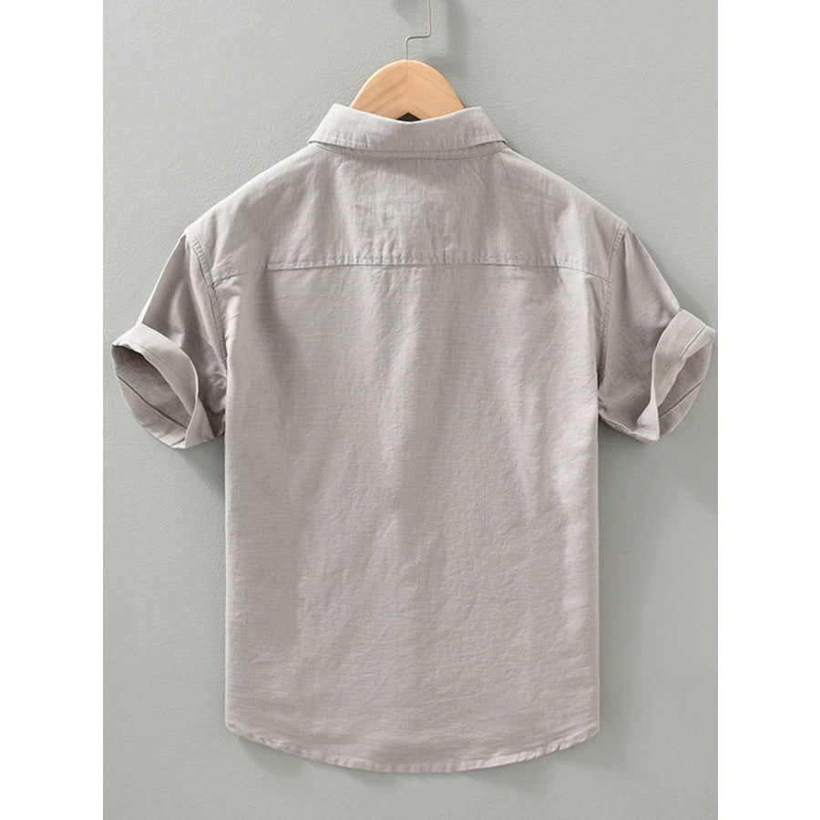 Men’s Full Size Casual Short Sleeve Button-Down Shirt with Chest Pocket Plus Apparel and Accessories