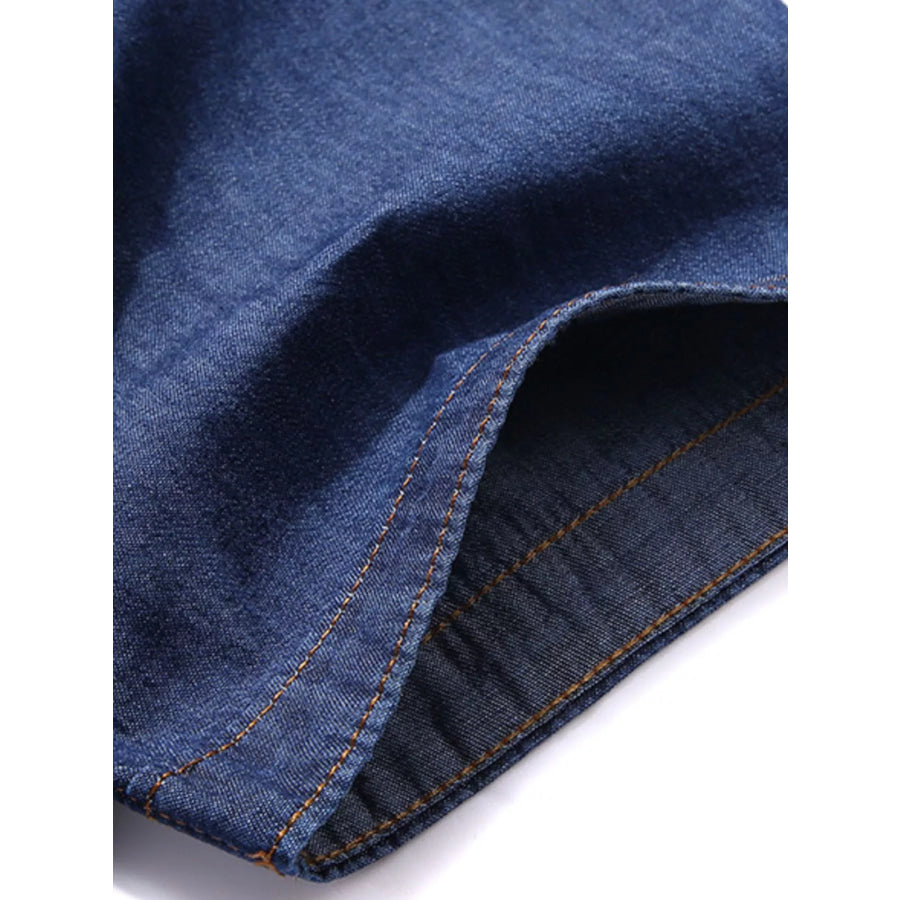 Men’s Full Size Casual Short Sleeve Denim Shirt Plus Size Apparel and Accessories