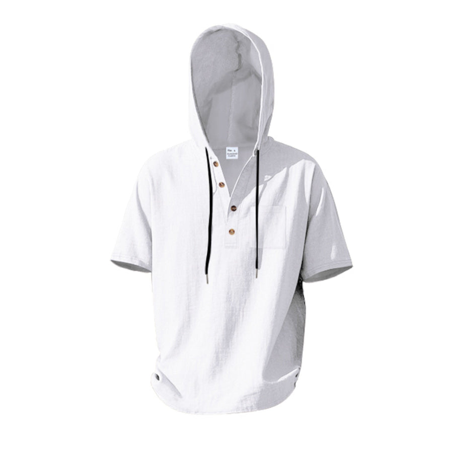 Men’s Full Size Casual Short Sleeve Hooded Shirt Plus Size Apparel and Accessories