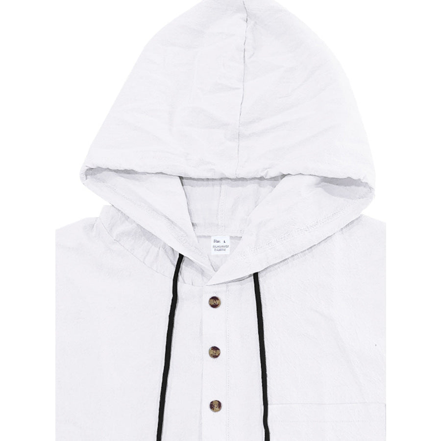 Men’s Full Size Casual Short Sleeve Hooded Shirt Plus Size Apparel and Accessories