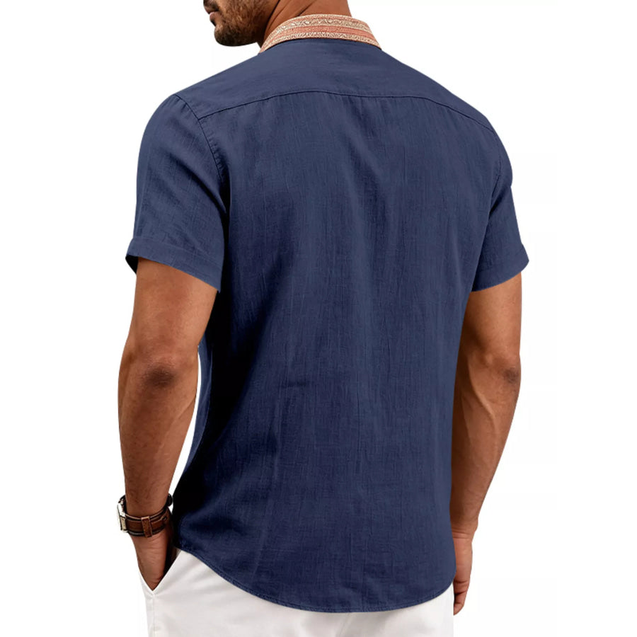 Men’s Full Size Casual Short Sleeve Linen Shirt Plus Size Apparel and Accessories