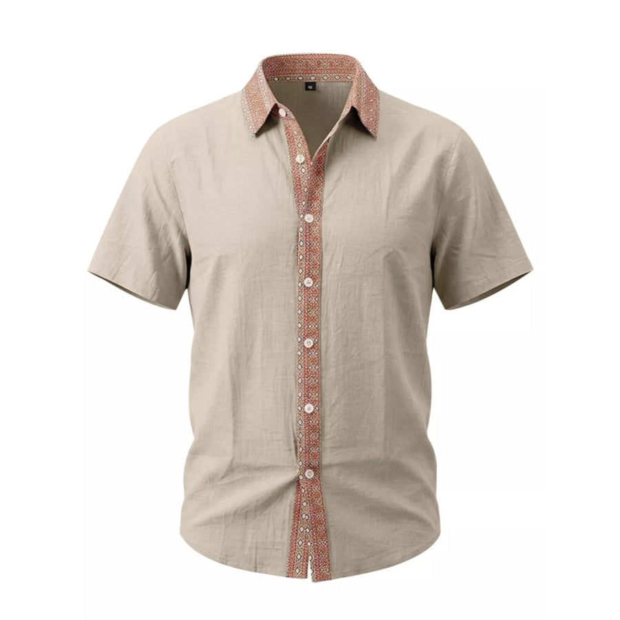 Men’s Full Size Casual Short Sleeve Linen Shirt Plus Size Apparel and Accessories