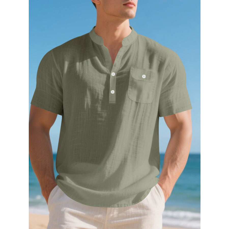 Men’s Full Size Casual Short Sleeve Shirt Plus Size Apparel and Accessories