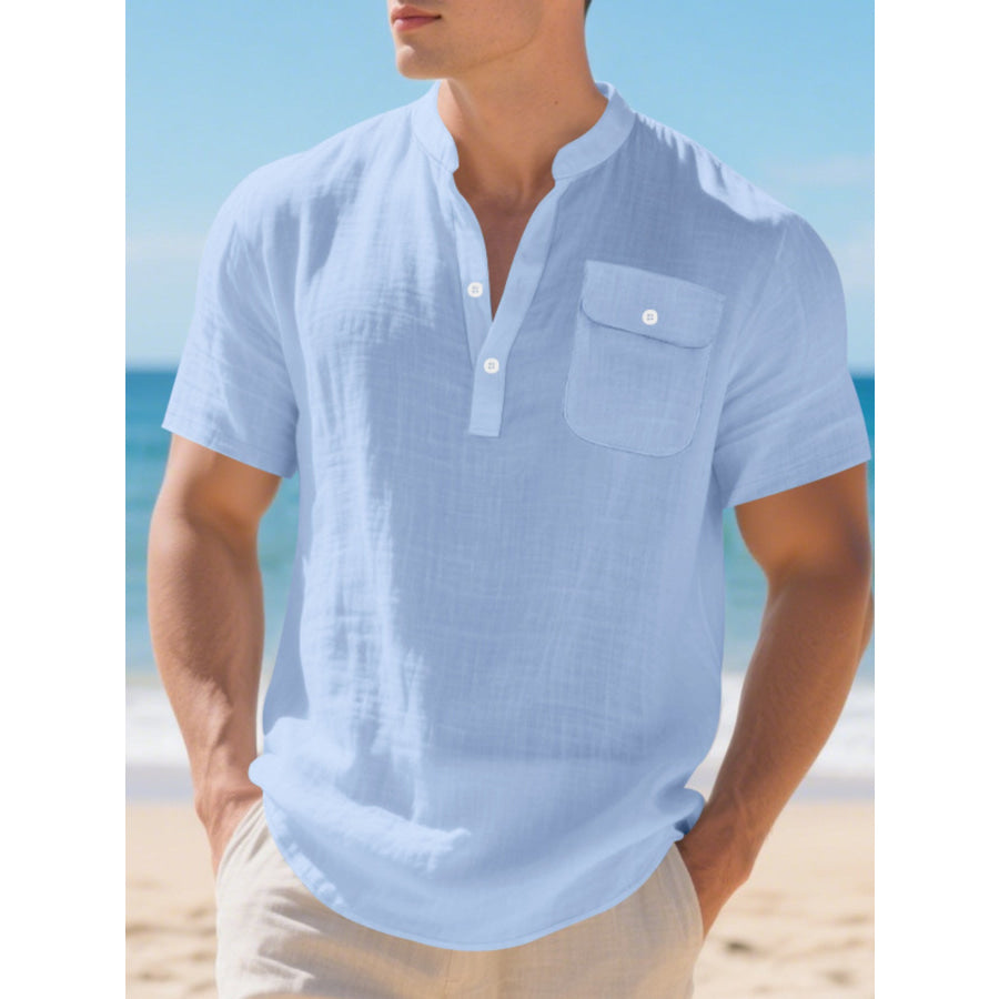 Men’s Full Size Casual Short Sleeve Shirt Plus Size Apparel and Accessories