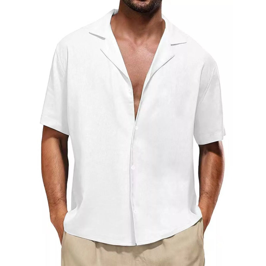 Men’s Full Size Casual Short-Sleeve Shirt Plus SIze White / S Apparel and Accessories