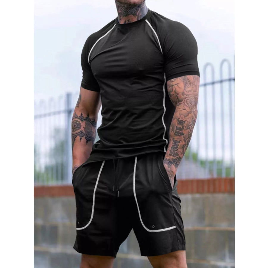 Men’s Full Size Casual Short Sleeve T-Shirt and Shorts Set Plus Size Apparel and Accessories