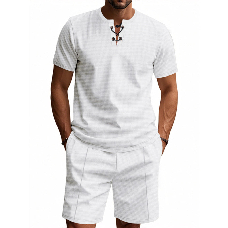 Men’s Full Size Casual Short Sleeve Top & Shorts Set Plus Size Apparel and Accessories