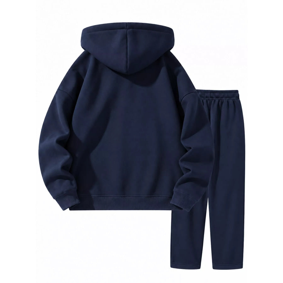 Men’s Full Size Casual Solid Color Half-Zip Hoodie and Sweatpants Set Plus Apparel Accessories