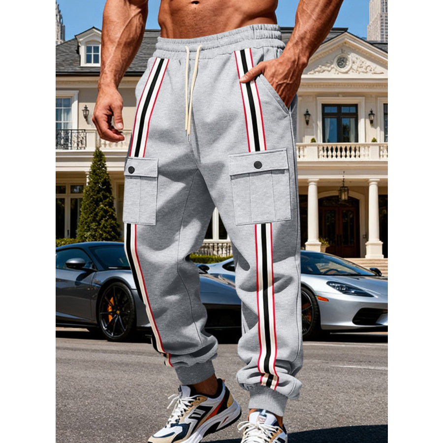 Men’s Full Size Casual Striped Cargo Joggers Plus Apparel and Accessories