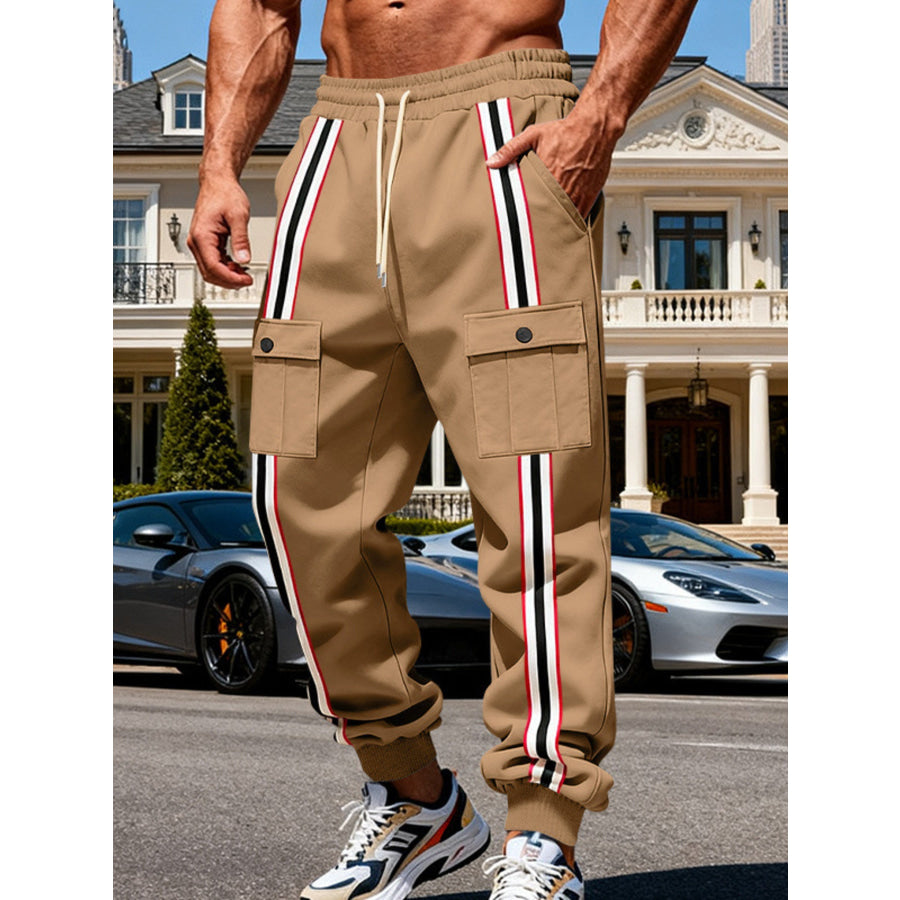 Men’s Full Size Casual Striped Cargo Joggers Plus Apparel and Accessories