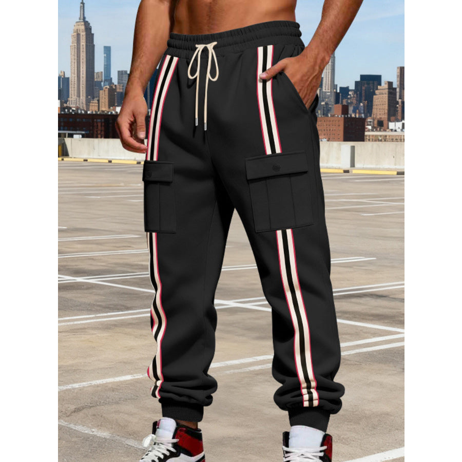 Men’s Full Size Casual Striped Cargo Joggers Plus Apparel and Accessories
