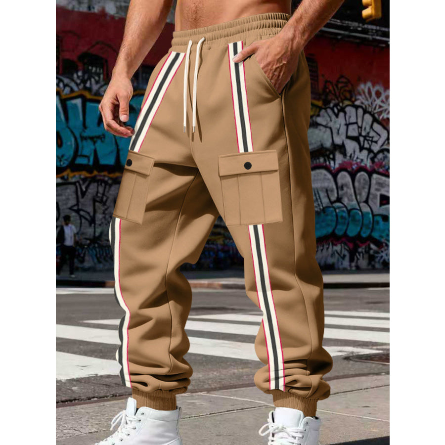 Men’s Full Size Casual Striped Cargo Joggers Plus Apparel and Accessories
