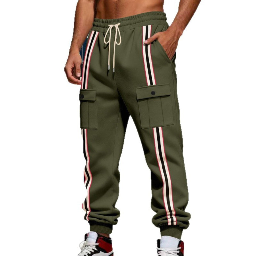 Men’s Full Size Casual Striped Cargo Joggers Plus Apparel and Accessories