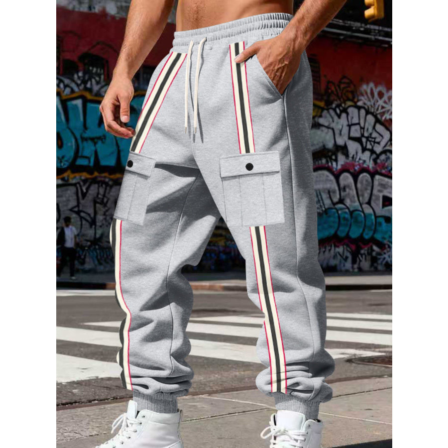Men’s Full Size Casual Striped Cargo Joggers Plus Apparel and Accessories