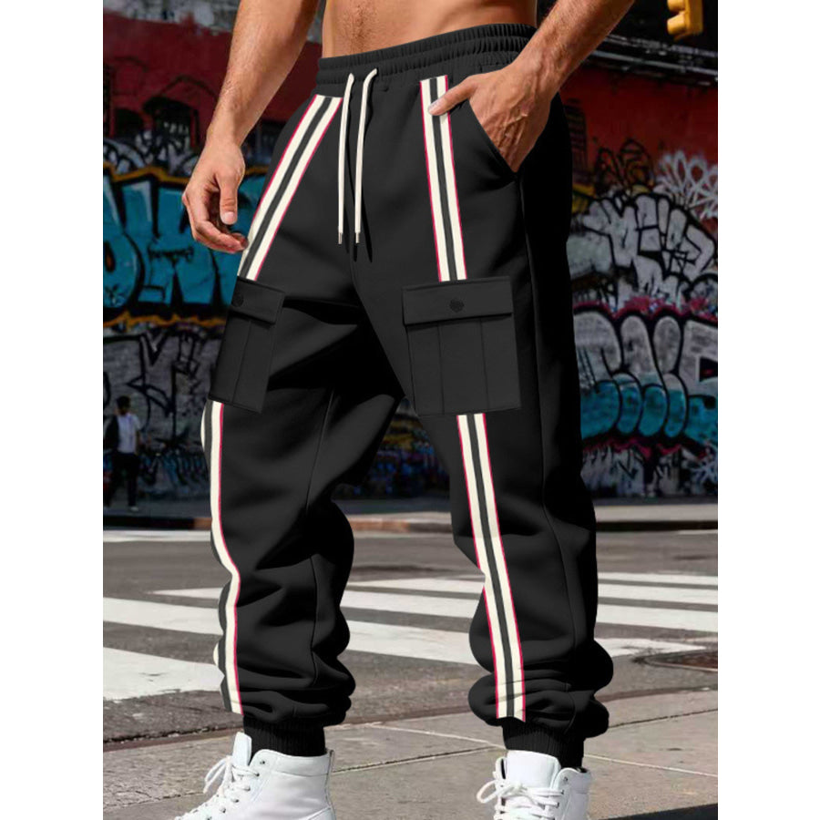 Men’s Full Size Casual Striped Cargo Joggers Plus Apparel and Accessories