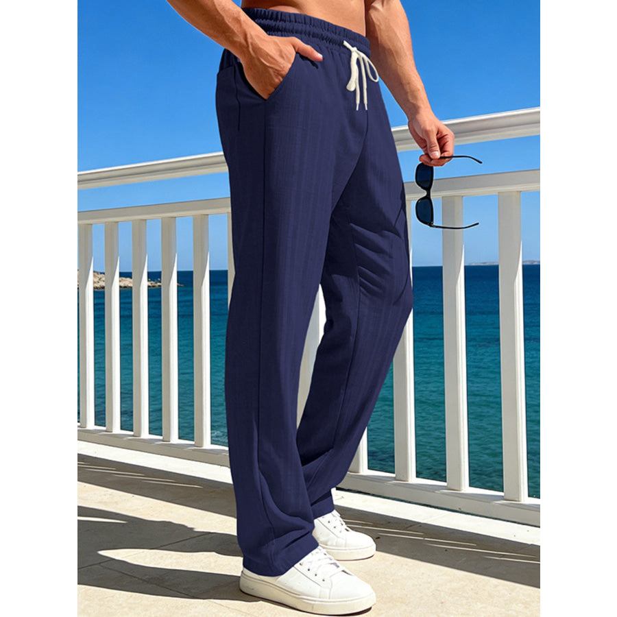 Men’s Full Size Casual Striped Drawstring Pants Plus Size Apparel and Accessories