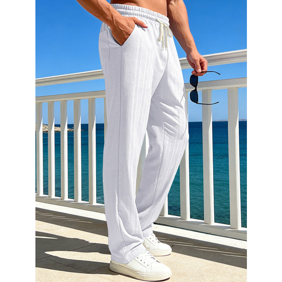 Men’s Full Size Casual Striped Drawstring Pants Plus Size Apparel and Accessories