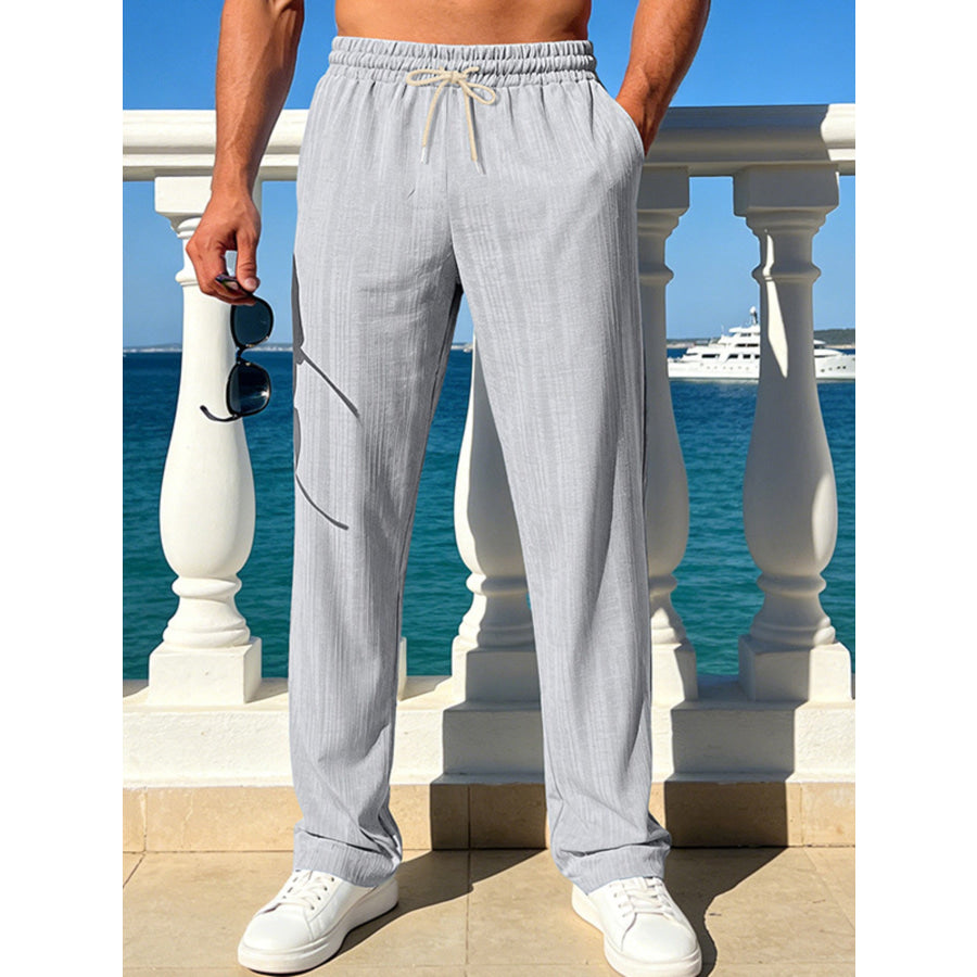 Men’s Full Size Casual Striped Drawstring Pants Plus Size Apparel and Accessories