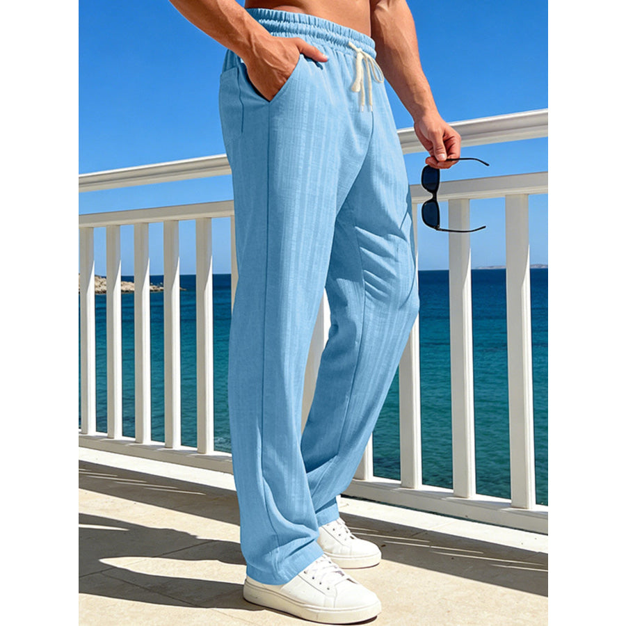Men’s Full Size Casual Striped Drawstring Pants Plus Size Apparel and Accessories