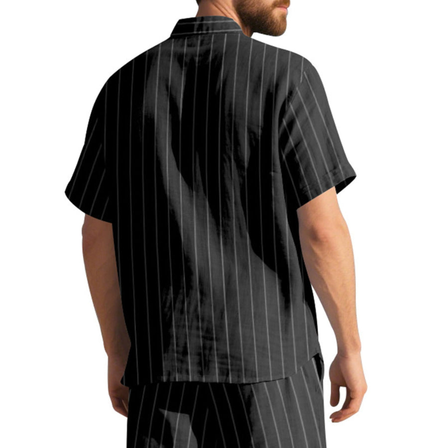 Men’s Full Size Casual Striped Short Sleeve Shirt Plus Size Apparel and Accessories