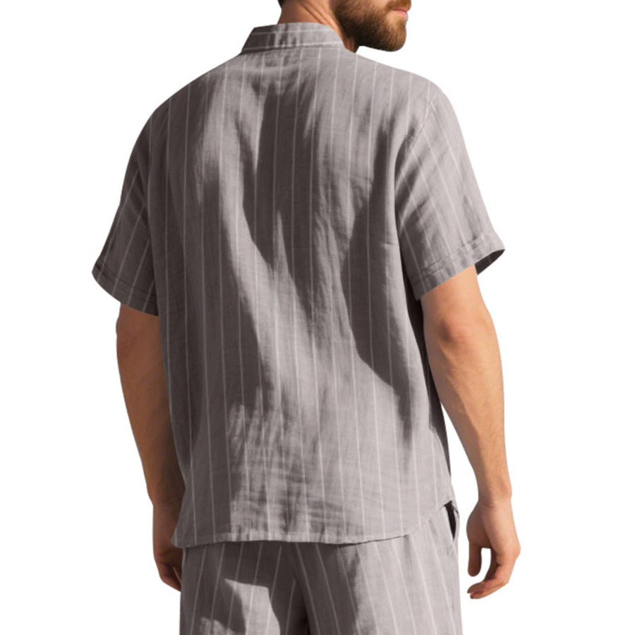 Men’s Full Size Casual Striped Short Sleeve Shirt Plus Size Apparel and Accessories