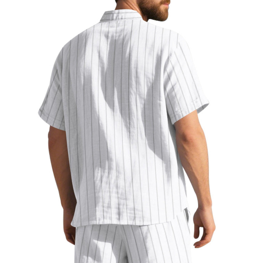 Men’s Full Size Casual Striped Short Sleeve Shirt Plus Size Apparel and Accessories