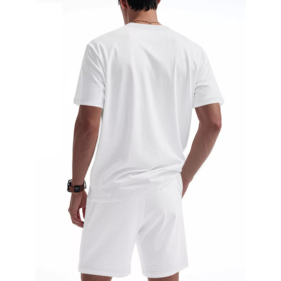 Men’s Full Size Casual Striped Short Sleeve T-Shirt and Shorts Set Plus Size Apparel and Accessories