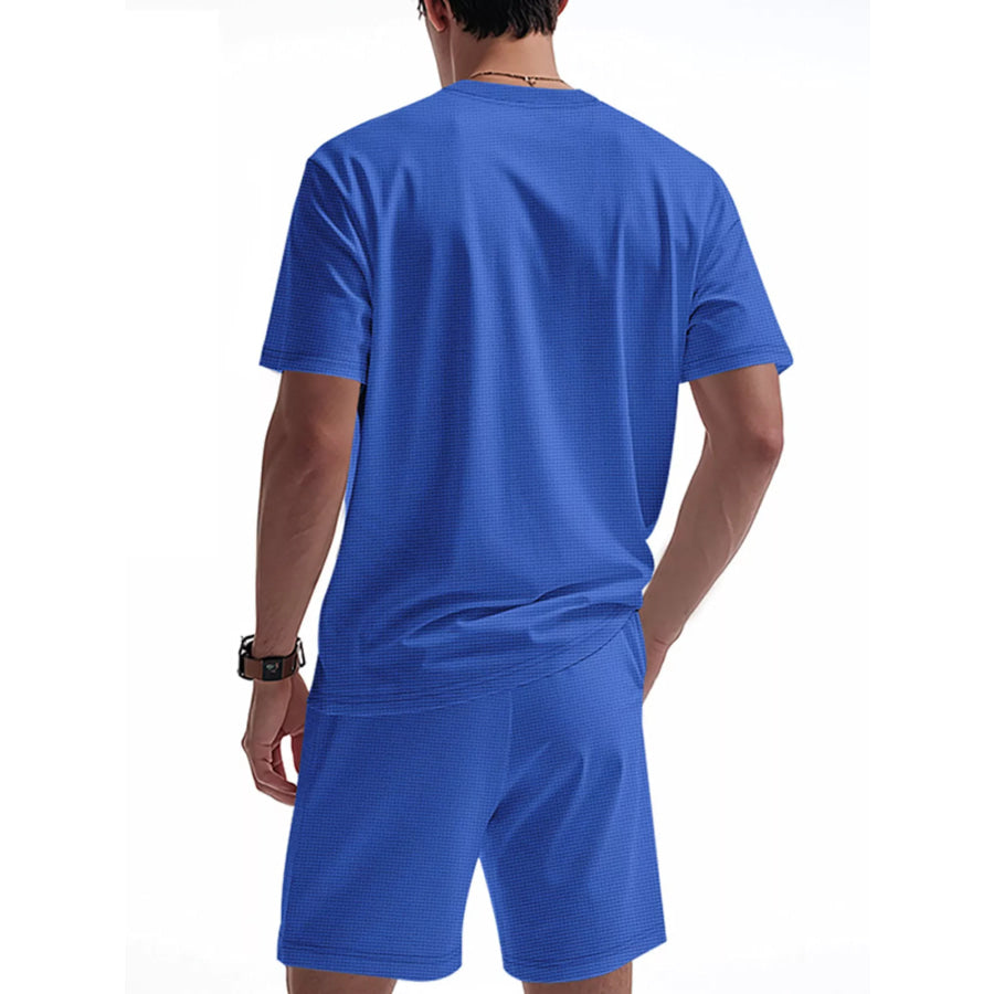 Men’s Full Size Casual Striped Short Sleeve T-Shirt and Shorts Set Plus Size Apparel and Accessories