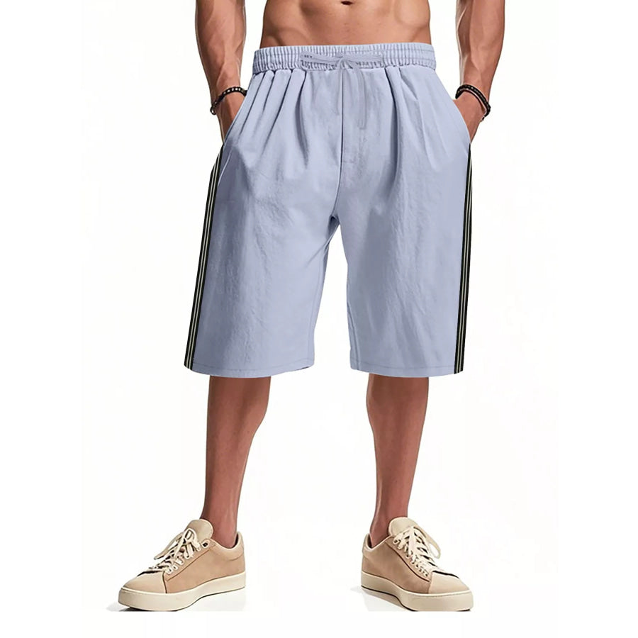 Men’s Full Size Casual Striped Shorts Plus Size Light Blue / S Apparel and Accessories