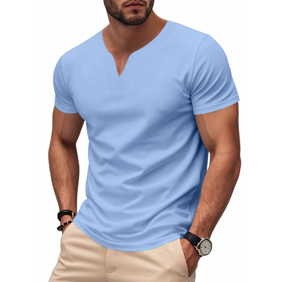 Men’s Full Size Casual V-Neck Short Sleeve T-Shirt Plus Size Apparel and Accessories