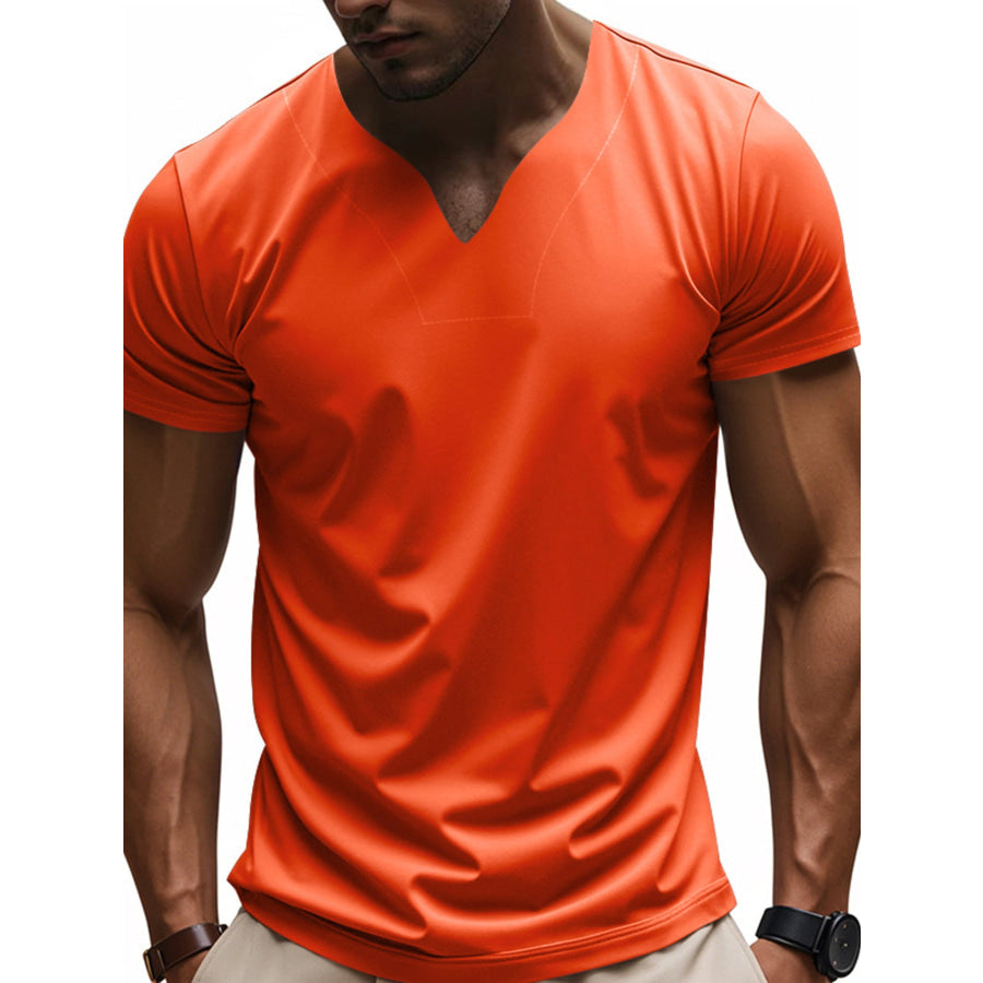 Men’s Full Size Casual V-Neck Short Sleeve T-Shirt Plus Size Apparel and Accessories