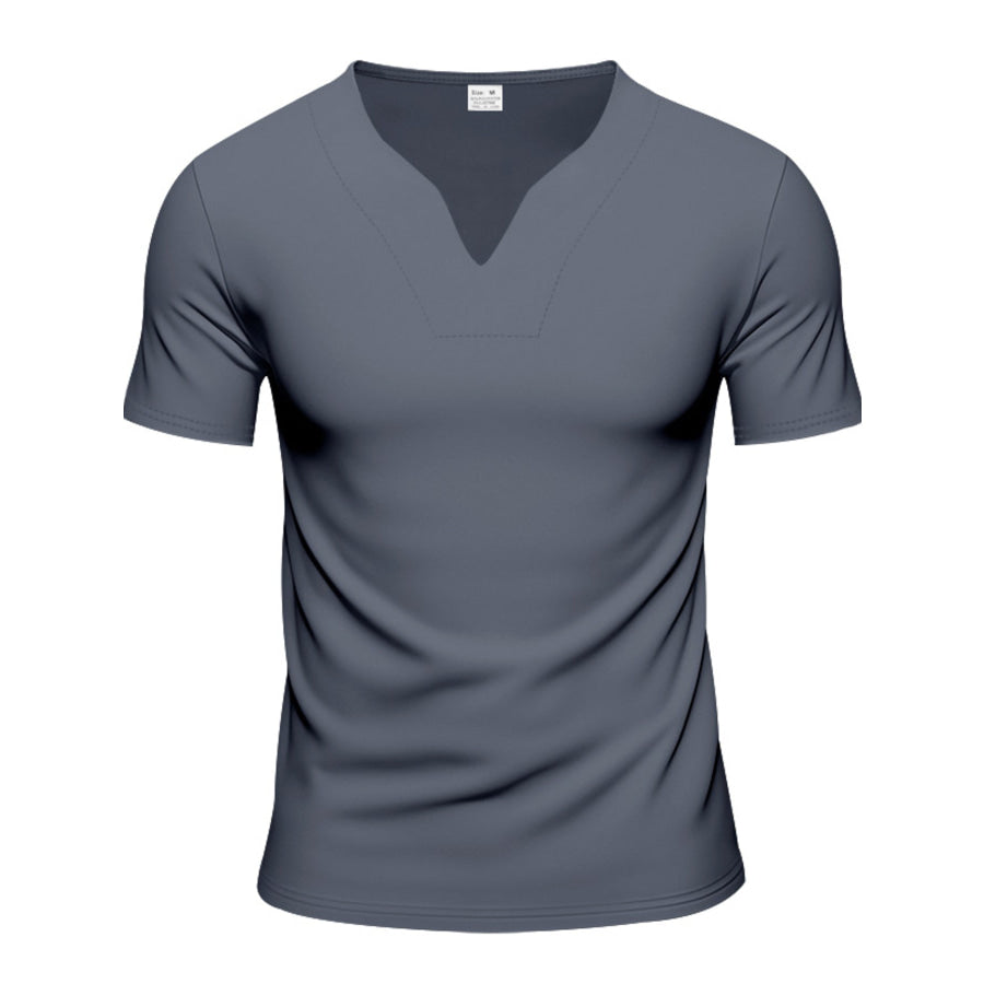 Men’s Full Size Casual V-Neck Short Sleeve T-Shirt Plus Size Dark Gray / S Apparel and Accessories