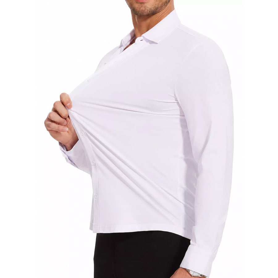 Men’s Full Size Classic Crisp Long-Sleeve Shirt Plus White / XS Apparel and Accessories