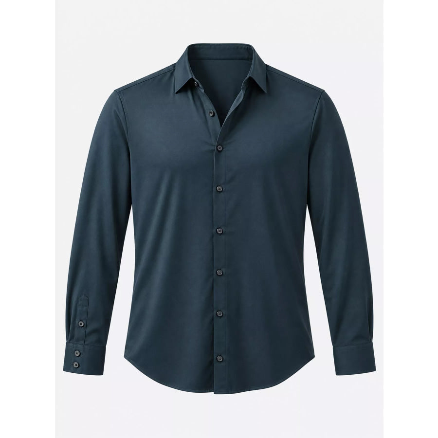 Men’s Full Size Classic Crisp Long-Sleeve Shirt Plus French Blue / XS Apparel and Accessories