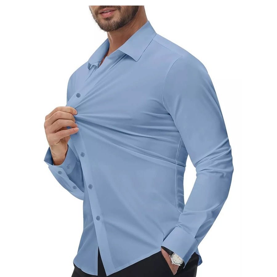 Men’s Full Size Classic Crisp Long-Sleeve Shirt Plus Light Blue / XS Apparel and Accessories