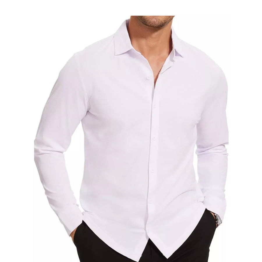 Men’s Full Size Classic Crisp Long-Sleeve Shirt Plus White / XS Apparel and Accessories