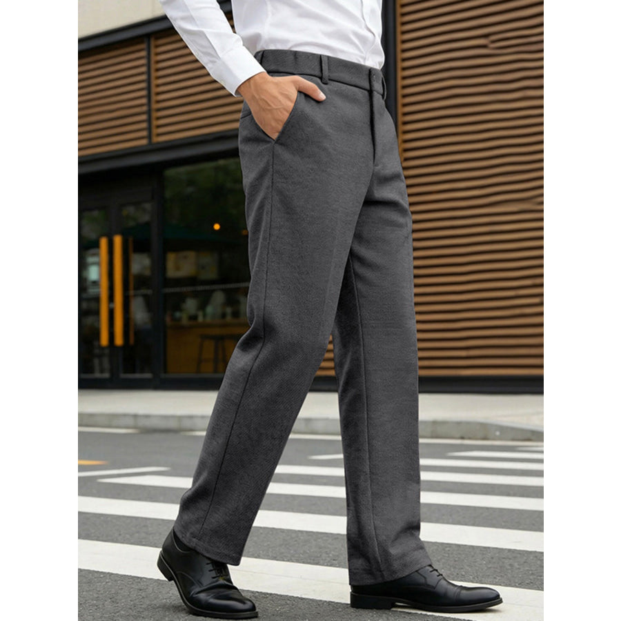 Men’s Full Size Classic Fit Dress Pants Plus Size Dark Gray / XS Apparel and Accessories