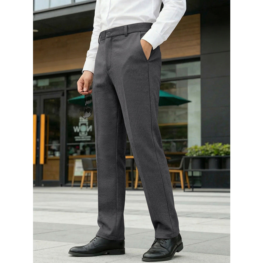 Men’s Full Size Classic Fit Dress Pants Plus Size Dark Gray / XS Apparel and Accessories
