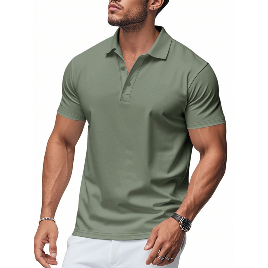 Men’s Full Size Classic Fit Short Sleeve Polo Plus Size Bean Green / S Apparel and Accessories