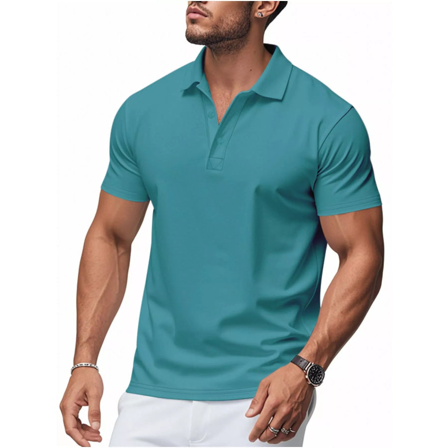 Men’s Full Size Classic Fit Short Sleeve Polo Plus Size Haqing / S Apparel and Accessories