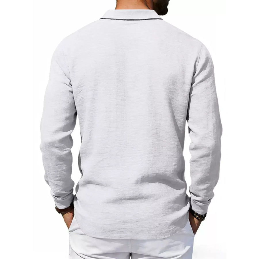 Men’s Full Size Classic Long Sleeve Polo Plus Size Apparel and Accessories