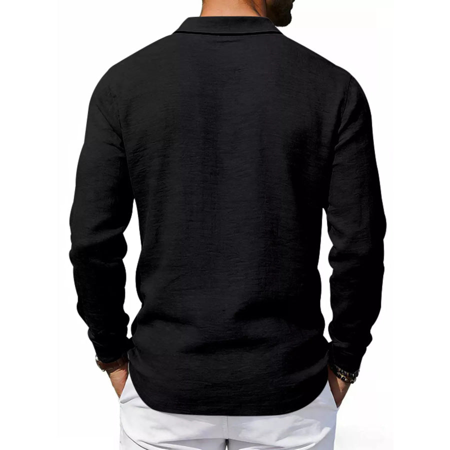 Men’s Full Size Classic Long Sleeve Polo Plus Size Apparel and Accessories