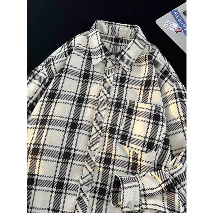Men’s Full Size Classic Plaid Button-Down Shirt Plus Size Apparel and Accessories