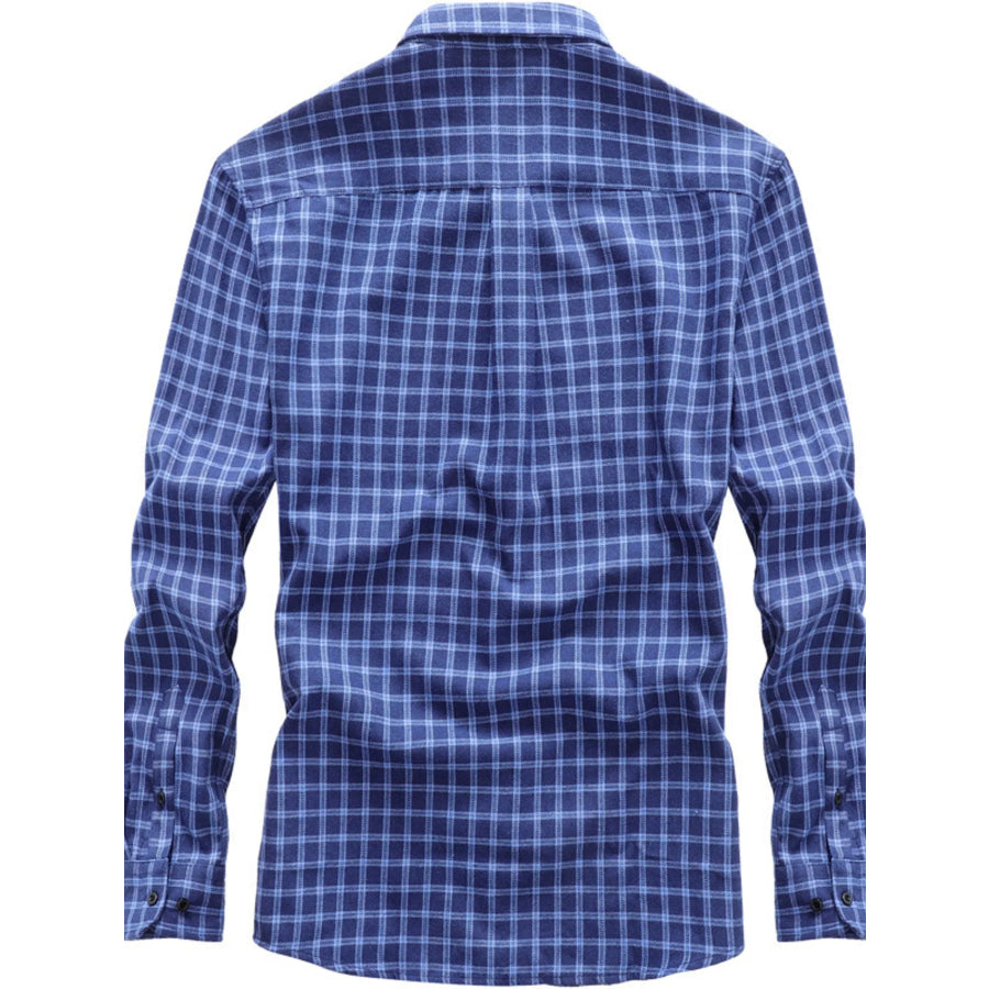Men’s Full Size Classic Plaid Button-Down Shirt Plus Size Apparel and Accessories