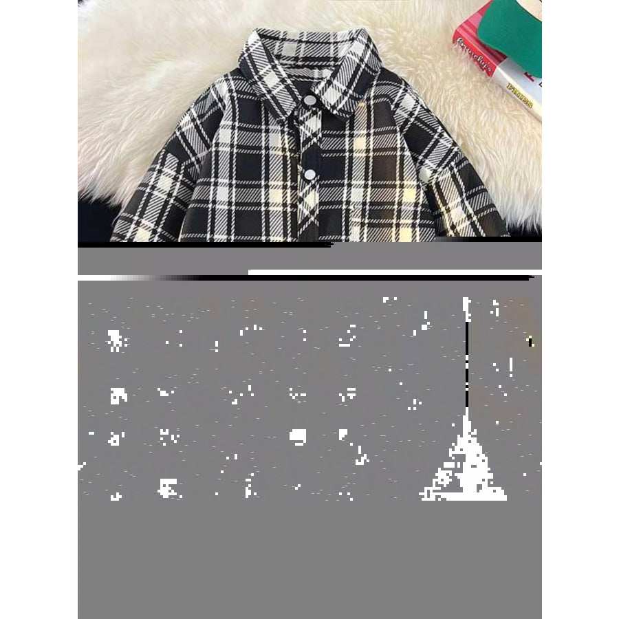 Men’s Full Size Classic Plaid Button-Down Shirt Plus Size Black / S Apparel and Accessories
