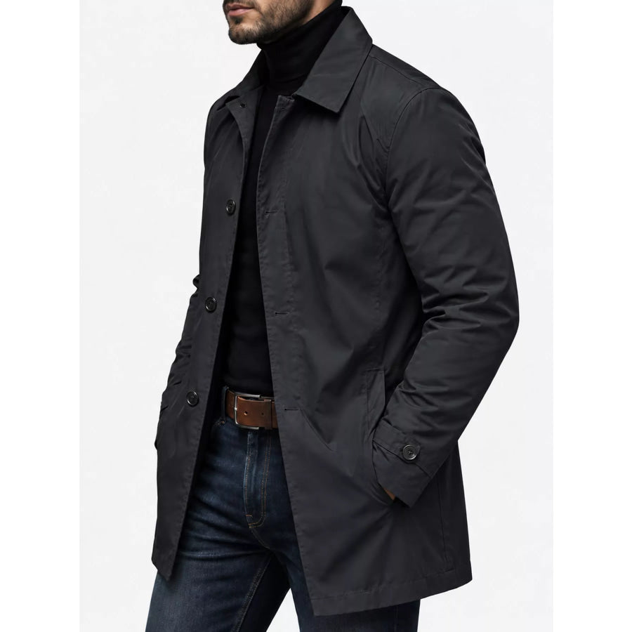 Men’s Full Size Classic Single-Breasted Trench Coat Plus Apparel and Accessories