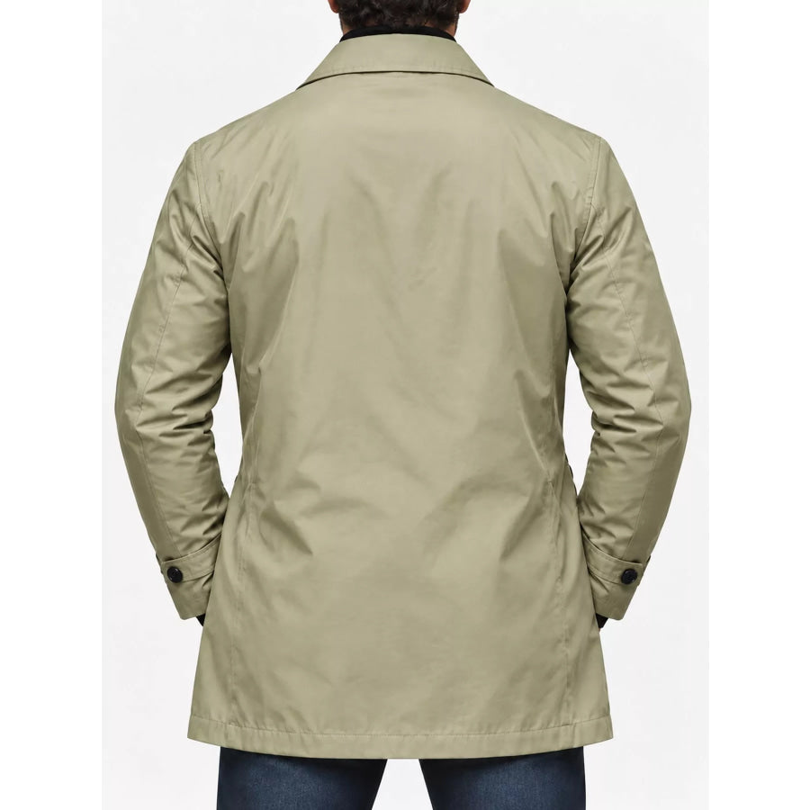 Men’s Full Size Classic Single-Breasted Trench Coat Plus Apparel and Accessories