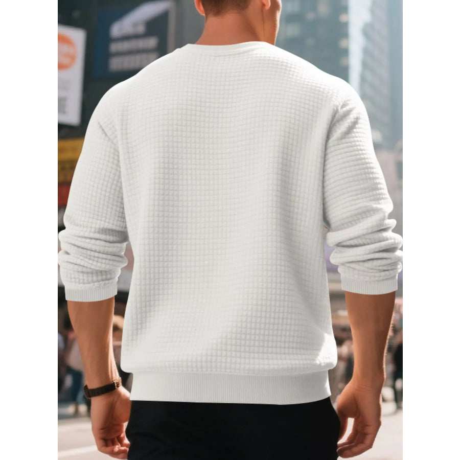 Men’s Full Size Classic Waffle-Knit Crew Neck Sweatshirt Plus Size Apparel and Accessories