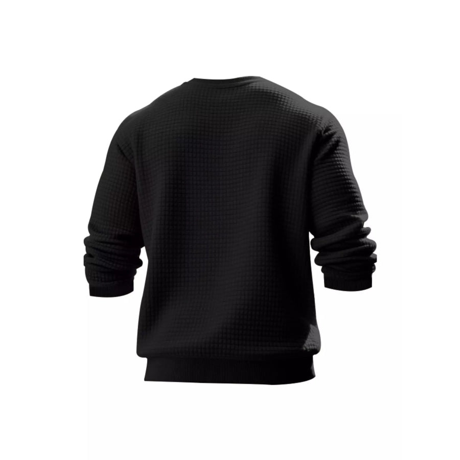 Men’s Full Size Classic Waffle-Knit Crew Neck Sweatshirt Plus Size Apparel and Accessories