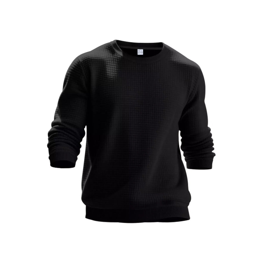 Men’s Full Size Classic Waffle-Knit Crew Neck Sweatshirt Plus Size Apparel and Accessories